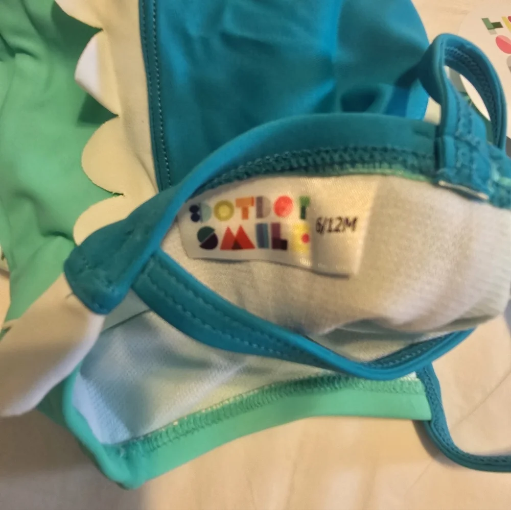 Dot Dot Smile Teal, Aqua, Pink & White Girls' One-Piece Swimsuit